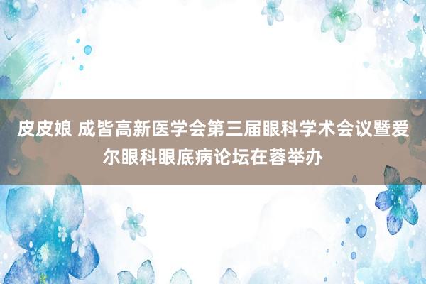 皮皮娘 成皆高新医学会第三届眼科学术会议暨爱尔眼科眼底病论坛在蓉举办