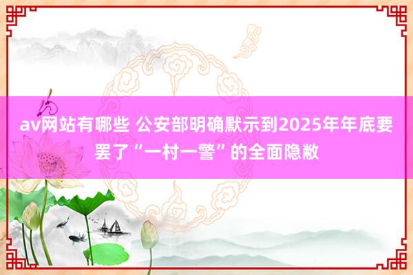 av网站有哪些 公安部明确默示到2025年年底要罢了“一村一警”的全面隐敝