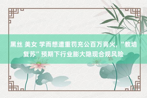 黑丝 美女 学而想遭重罚充公百万膏火， “教培复苏”预期下行业膨大隐现合规风险