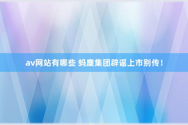 av网站有哪些 蚂麇集团辟谣上市别传！