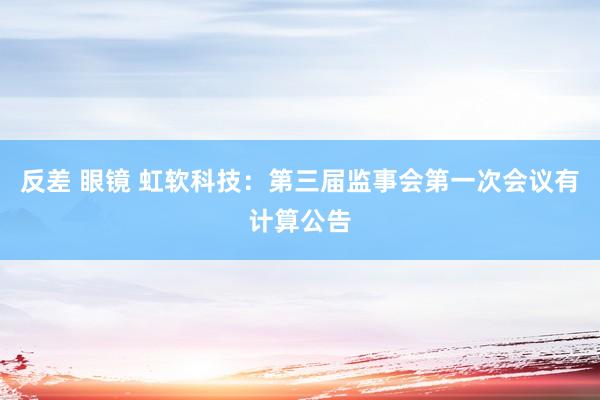 反差 眼镜 虹软科技：第三届监事会第一次会议有计算公告