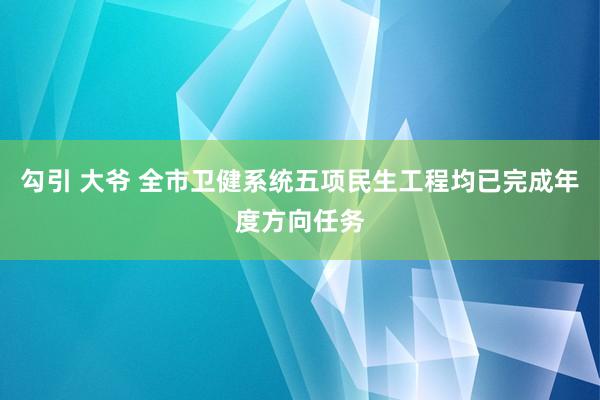 勾引 大爷 全市卫健系统五项民生工程均已完成年度方向任务