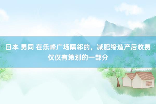 日本 男同 在乐峰广场隔邻的，减肥缔造产后收费仅仅有策划的一部分