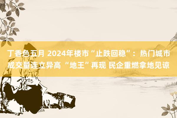 丁香色五月 2024年楼市“止跌回稳”：热门城市成交量连立异高 “地王”再现 民企重燃拿地见谅