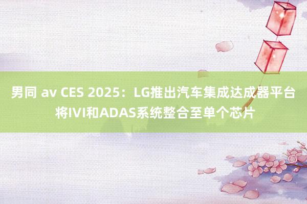 男同 av CES 2025：LG推出汽车集成达成器平台 将IVI和ADAS系统整合至单个芯片