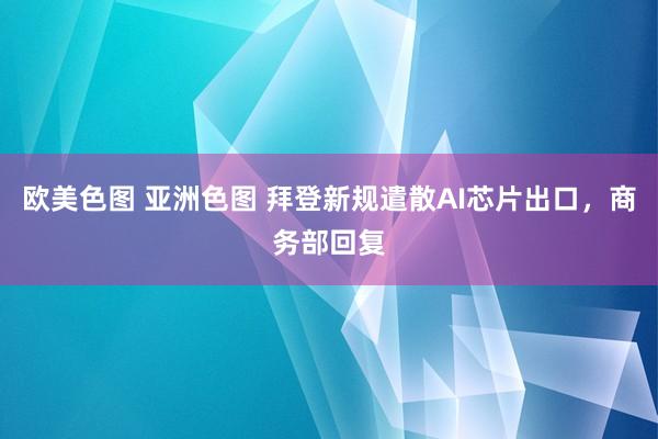 欧美色图 亚洲色图 拜登新规遣散AI芯片出口，商务部回复