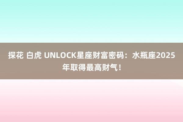 探花 白虎 UNLOCK星座财富密码：水瓶座2025年取得最高财气！